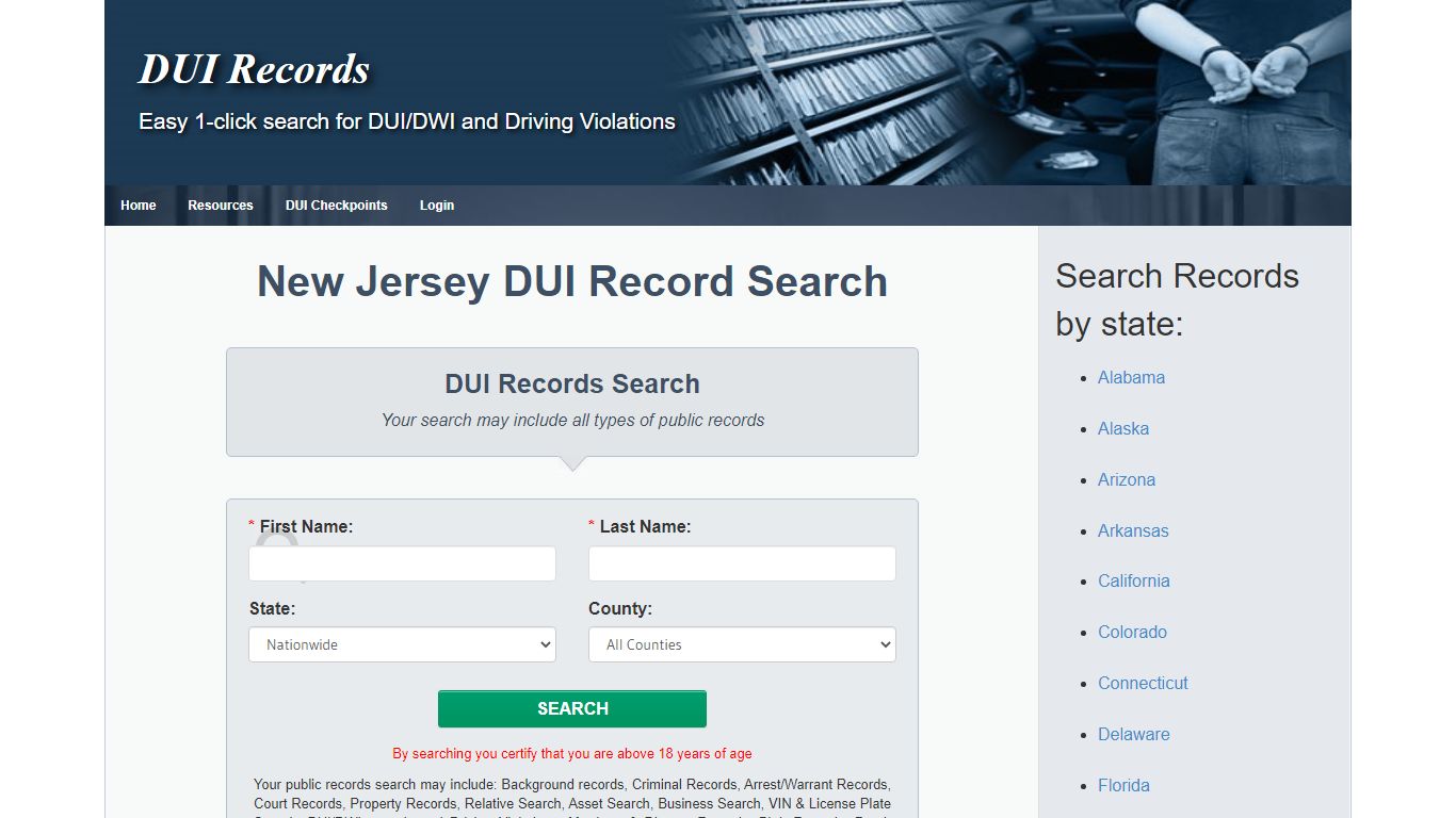New Jersey DUI | NJ Driving Records Search