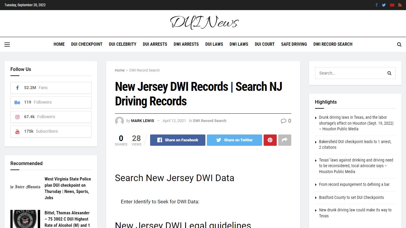 New Jersey DWI Records | Search NJ Driving Records – DUI News